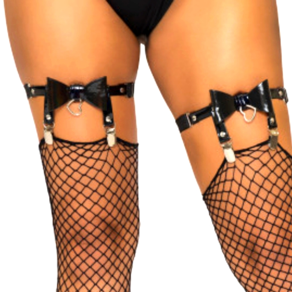 Sexy Vegan Leather Bow Garter